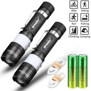 2 Pack 18650 Flashlight High 1000 Lumen with 2PCS